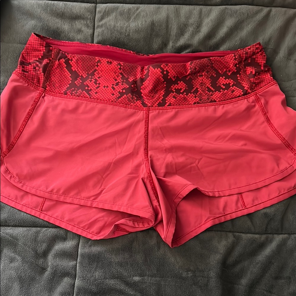 Red Lululemon shorts